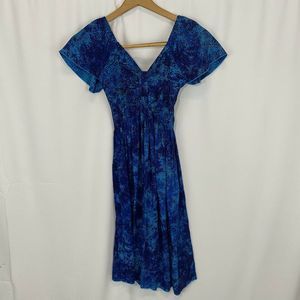 Tropical Group Hawaii Blue Hibiscus Floral Dress
